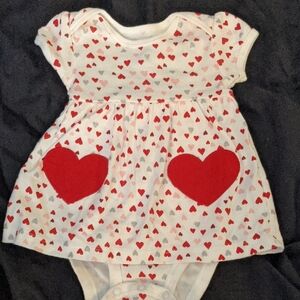 Carter's White Baby Dress with Red and Silver Hearts